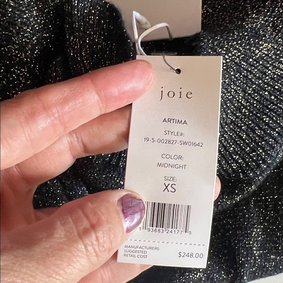 🛑 1 hour sale. Joie, XS, Black and Gold Glitter Puff Sleeve Sweater. NWT. - Picture 8 of 11